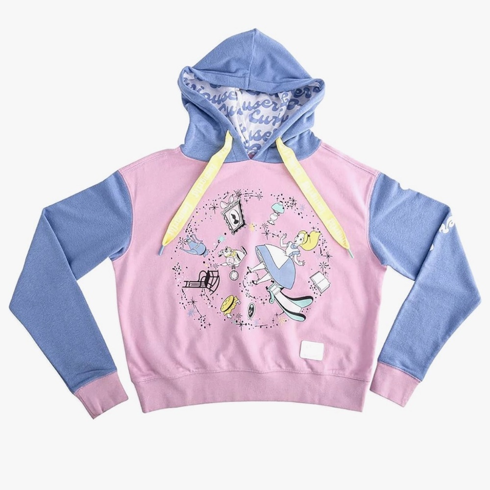 Loungefly Disney Alice Rabbit Hole Crop Hoodie size L - Picture 1 of 10